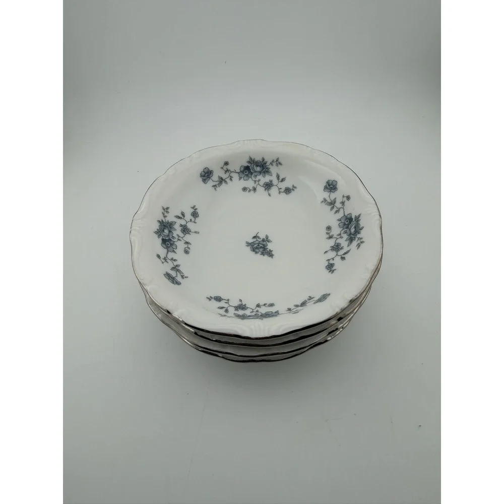 Johann Haviland Bavaria Germany Blue Rose Salad Dessert‎ Plate Set of 4